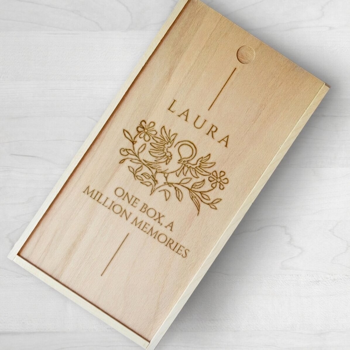 Caja de regalo personalizada de madera - Pájaro