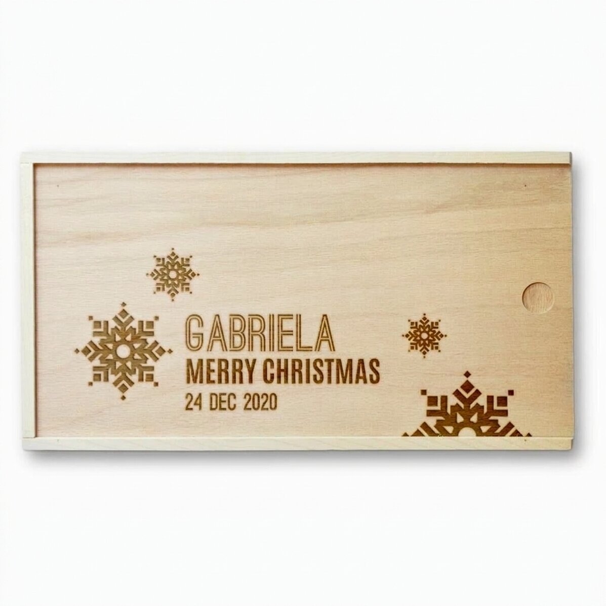 Caja de regalo personalizada de madera - Copos de nieve