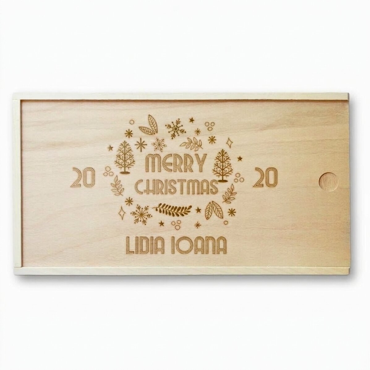 Caja de regalo personalizada de madera - Feliz Navidad