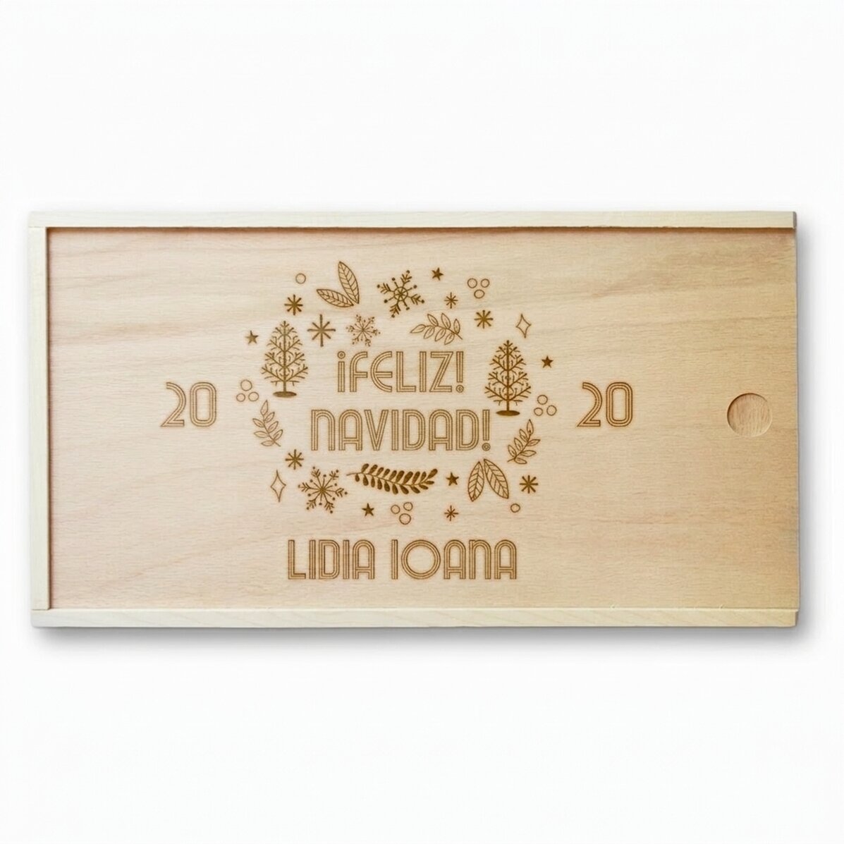Caja de regalo personalizada de madera - Feliz Navidad