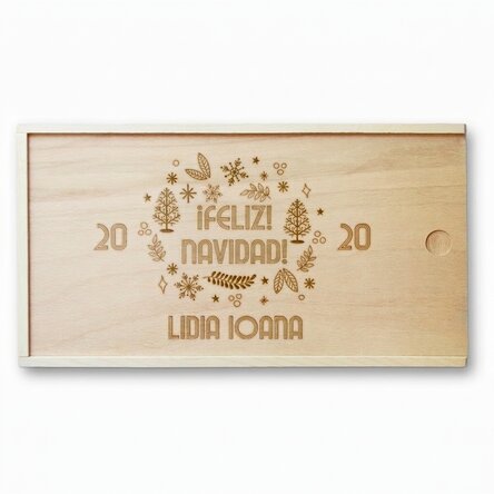 Caja de regalo personalizada de madera - Feliz Navidad
