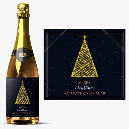 Vino espumoso personalizado con texto - Christmas Tree