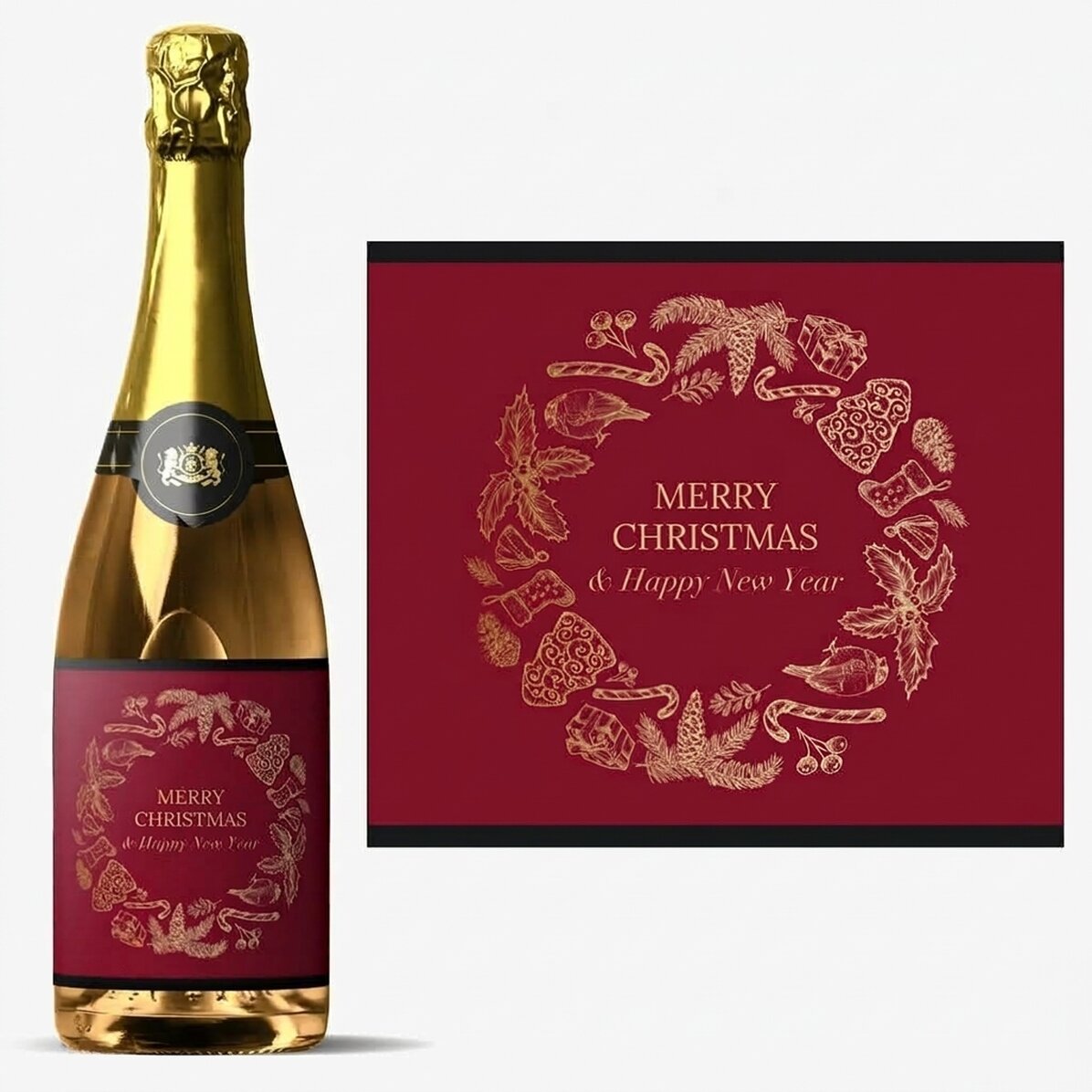 Vino espumoso personalizado con texto - Christmas Spirit