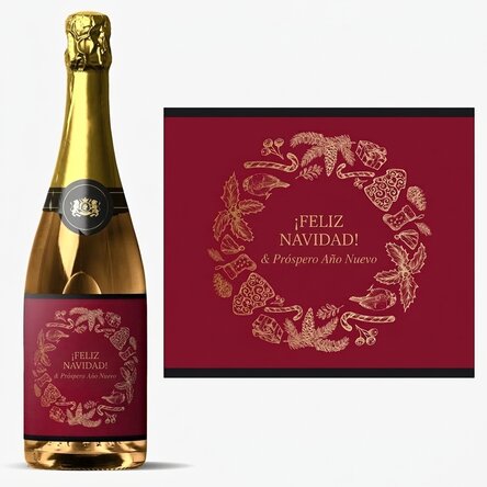 Vino espumoso personalizado con texto - Christmas Spirit