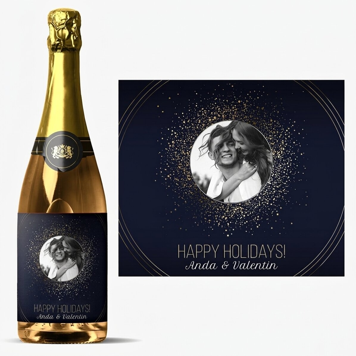 Vino espumoso personalizado con texto y foto - Sparks of Joy