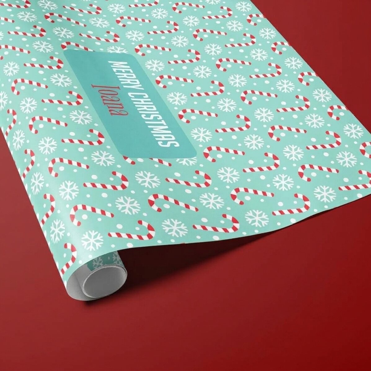 Papel de regalo personalizado con texto enmarcado - Candycane