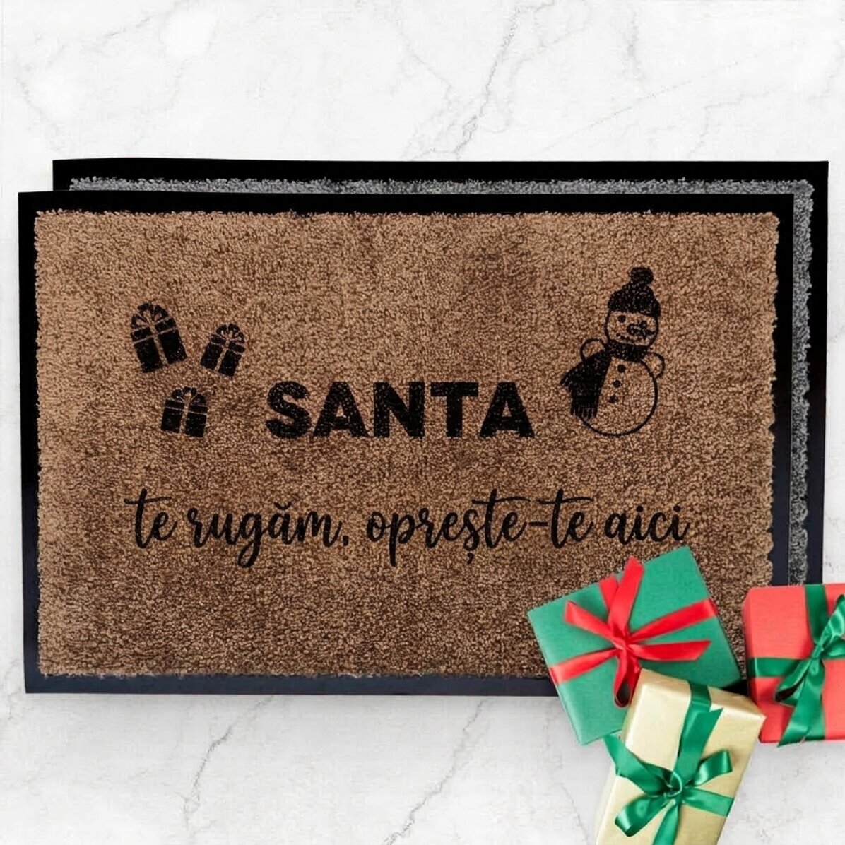 Felpa de entrada para interior personalizada - Santa, por favor, detente aquí