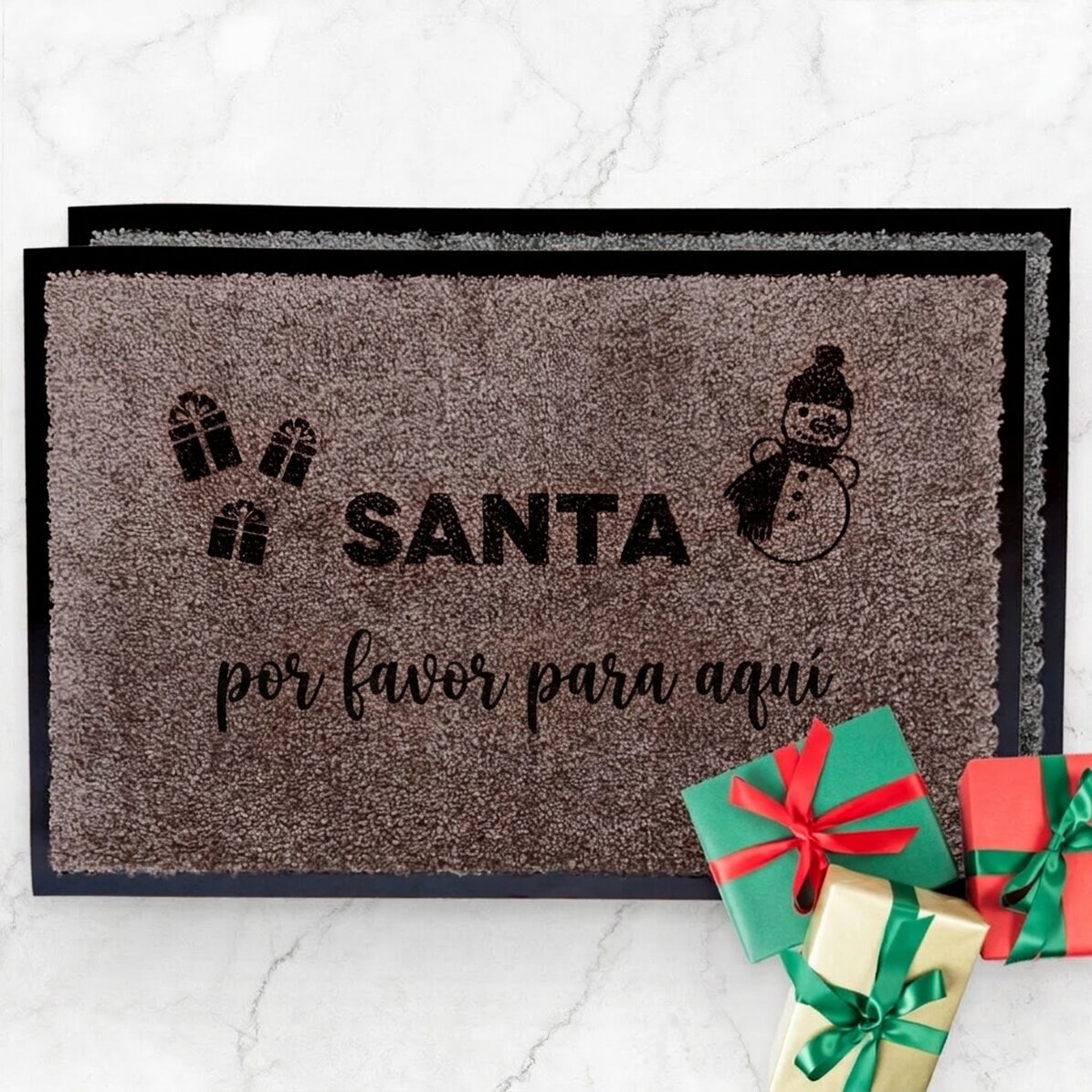 Felpa de entrada para interior personalizada - Santa, por favor, detente aquí