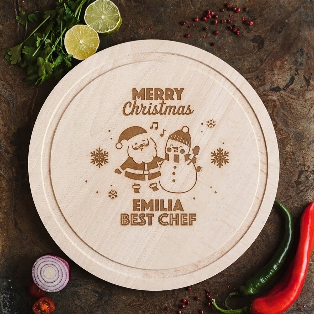 Cortador redondo personalizado - Santa & The Snowman