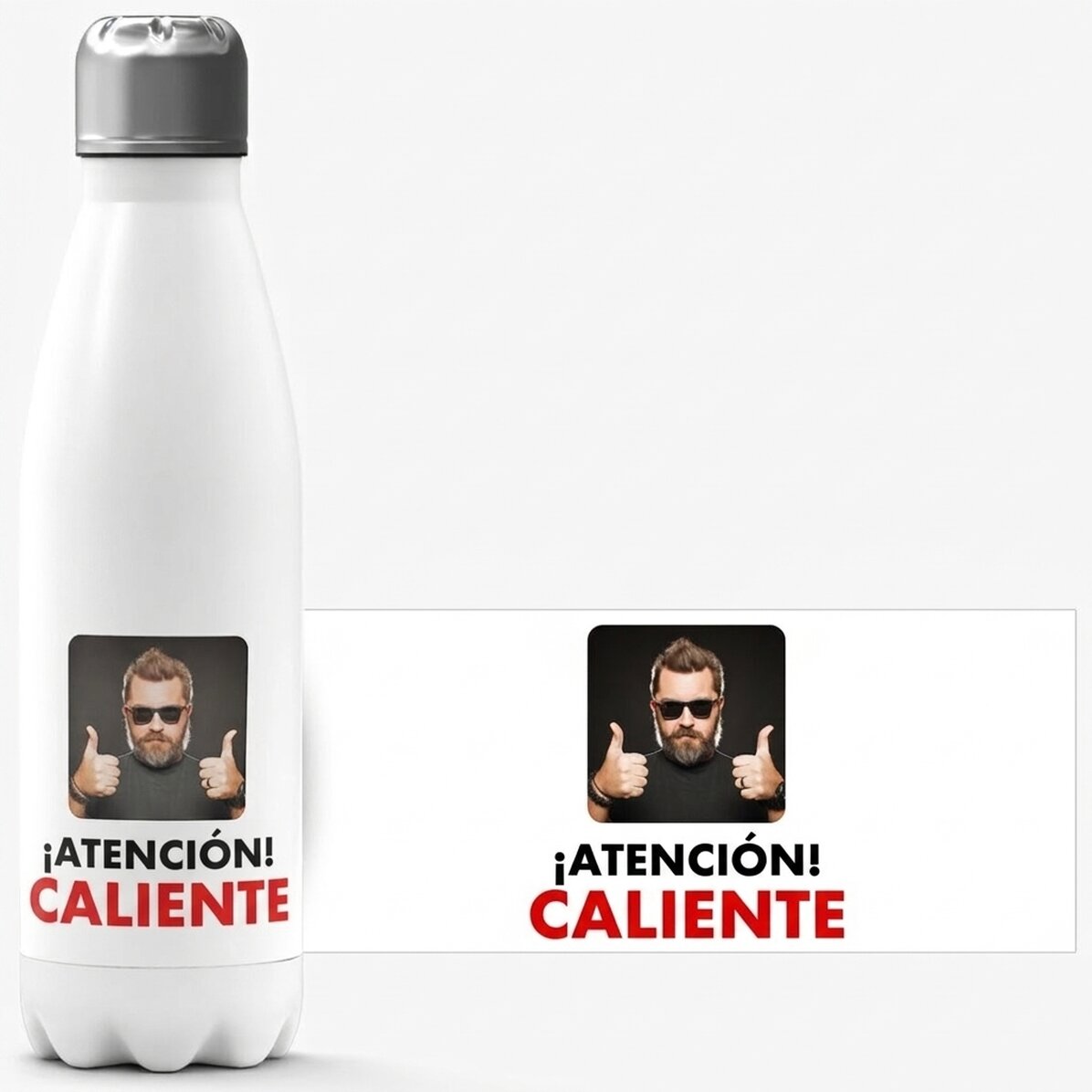 Término con base blanca personalizado con una foto y un texto - Fierbinte