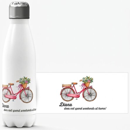 Termo con base blanca personalizado con texto - modelo de bicicleta retro