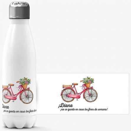 Termo con base blanca personalizado con texto - modelo de bicicleta retro