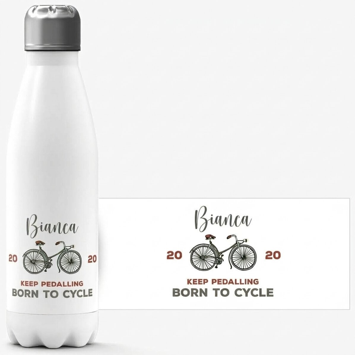Término con base blanca personalizado con nombre y texto - Bicicleta