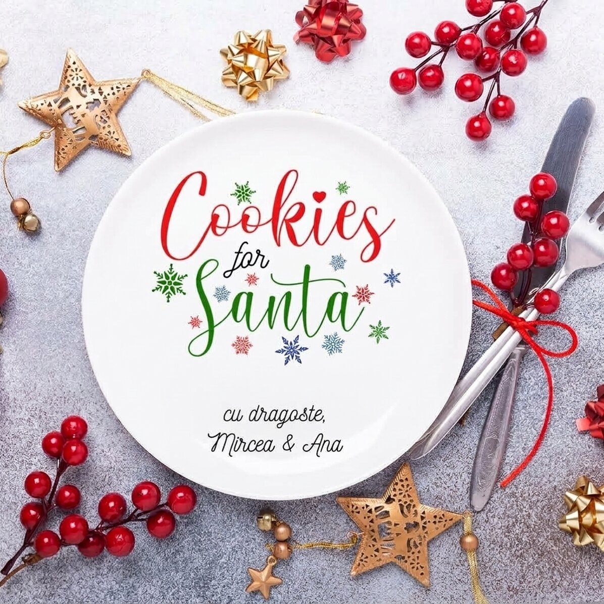 Plato personalizado con texto - Galletas para Papá Noel
