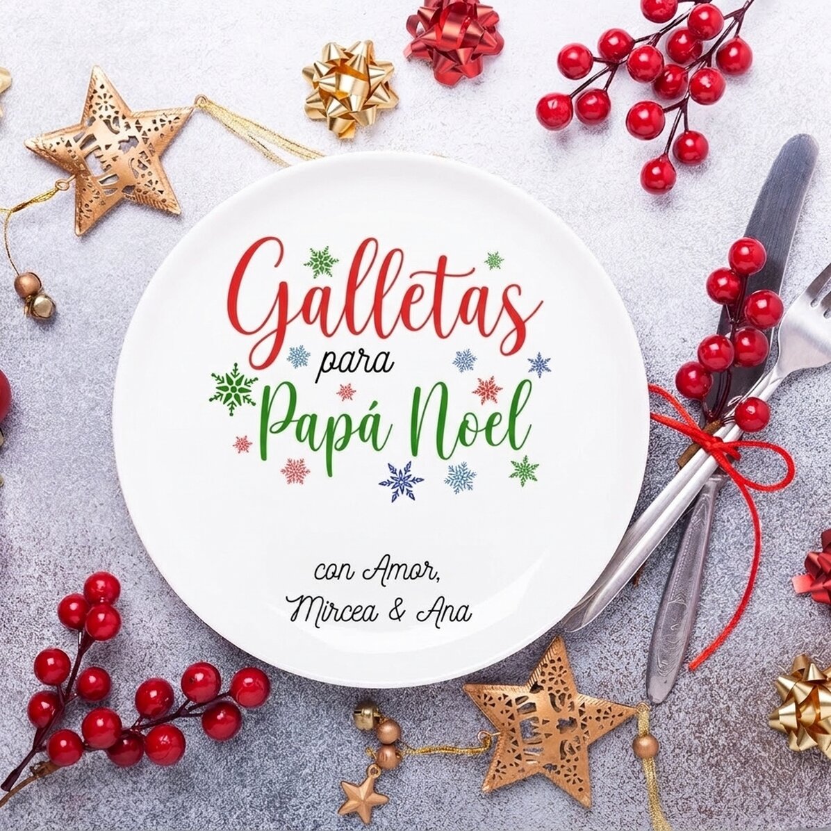 Plato personalizado con texto - Galletas para Papá Noel