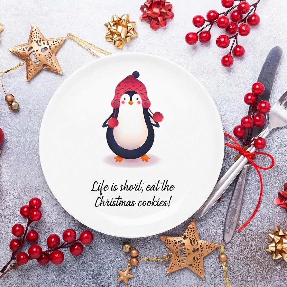Plato personalizado con texto - Penguin