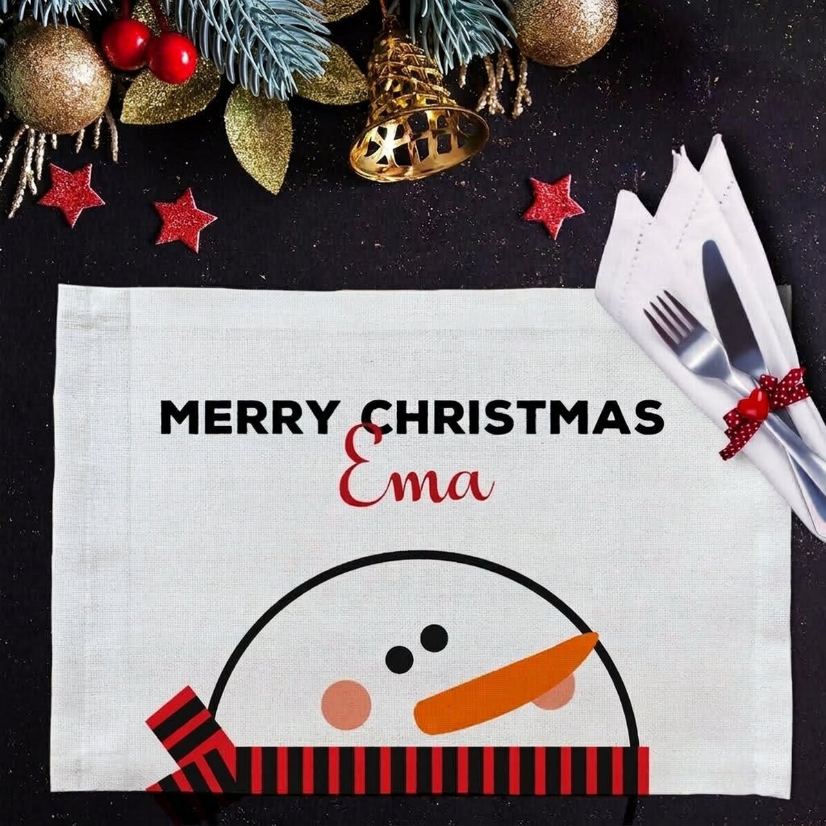 Portaplatos personalizado - Muñeco de nieve