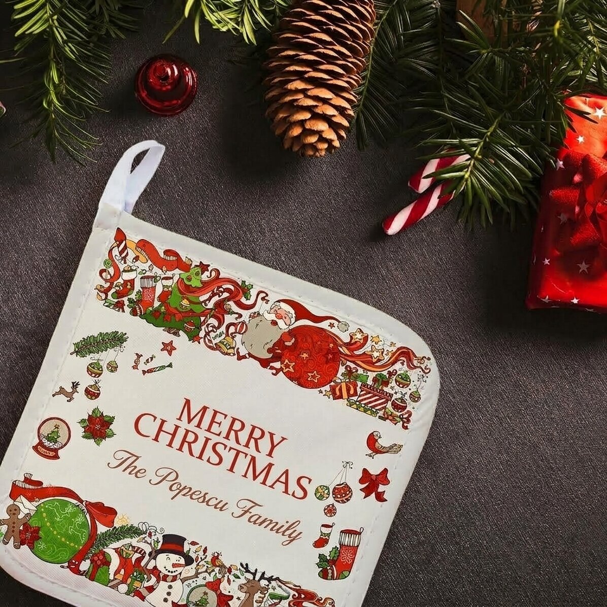 Salvamanteles personalizado con texto - Navidad tradicional