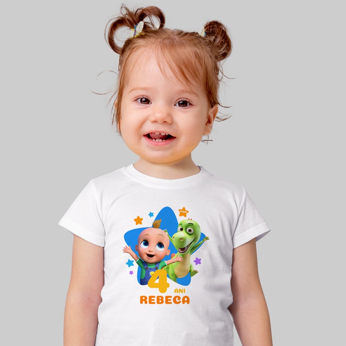 Camiseta de algodón para niños personalizada con nombre - Cumpleaños con TraLaLa