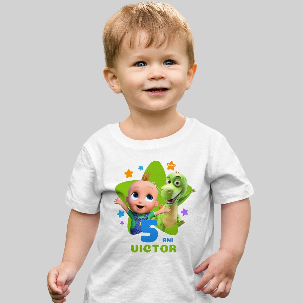Camiseta de algodón para niños personalizada con nombre - Cumpleaños con TraLaLa