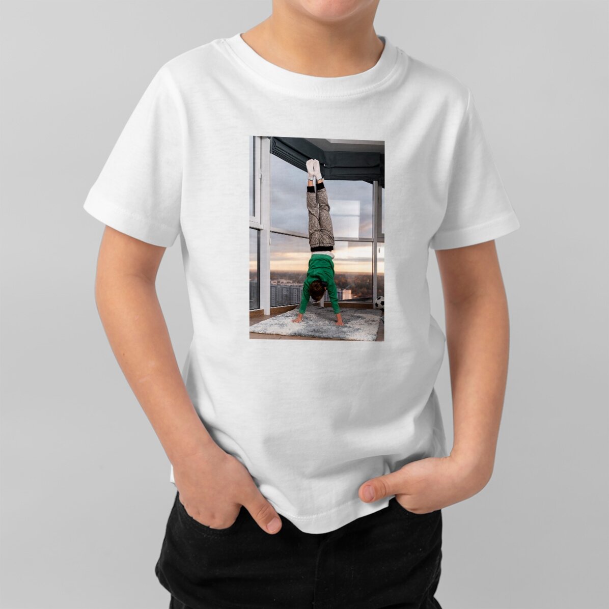Camiseta de algodón para niños personalizada con una foto de retrato