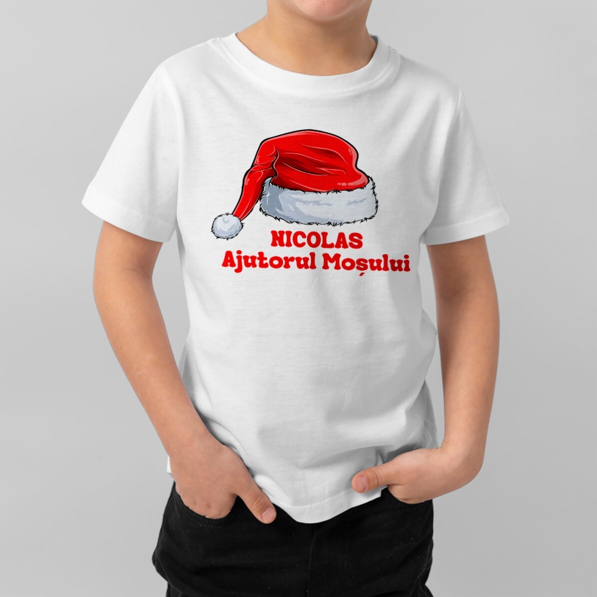Camiseta de algodón para niños personalizada con texto - Navidad