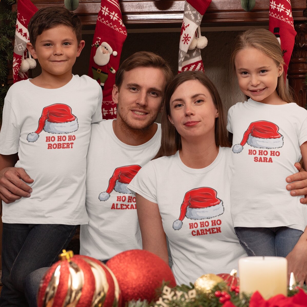 Camiseta de algodón para niños personalizada con texto - Navidad