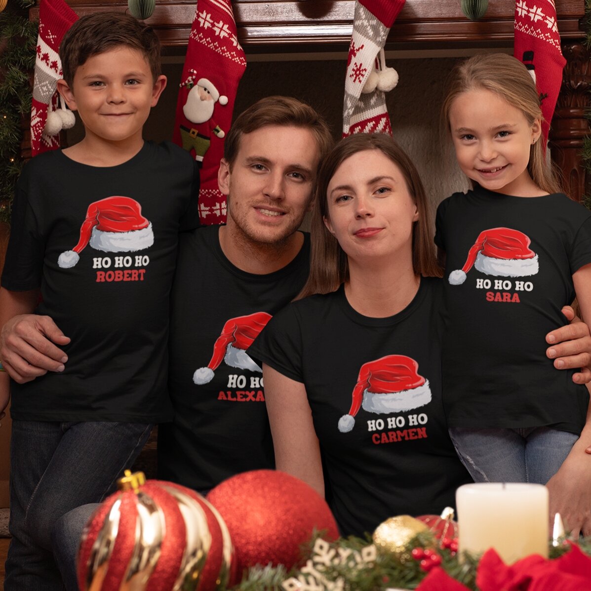 Camiseta de algodón para niños personalizada con texto - Navidad