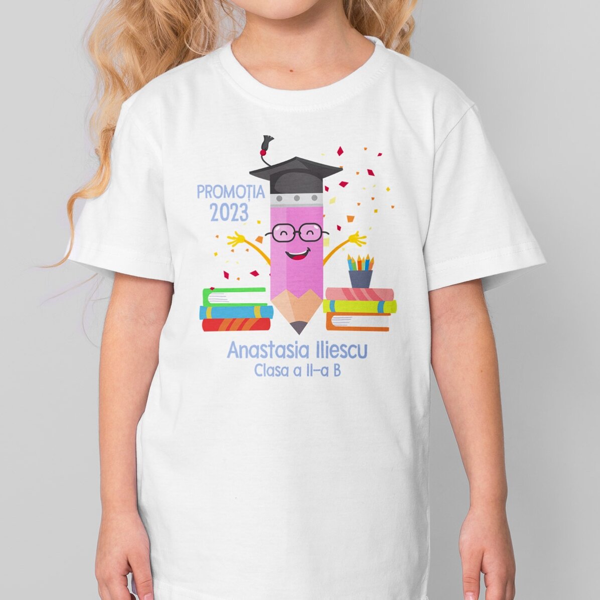 Camiseta de algodón para niños personalizada con texto: «Lápiz de graduado»
