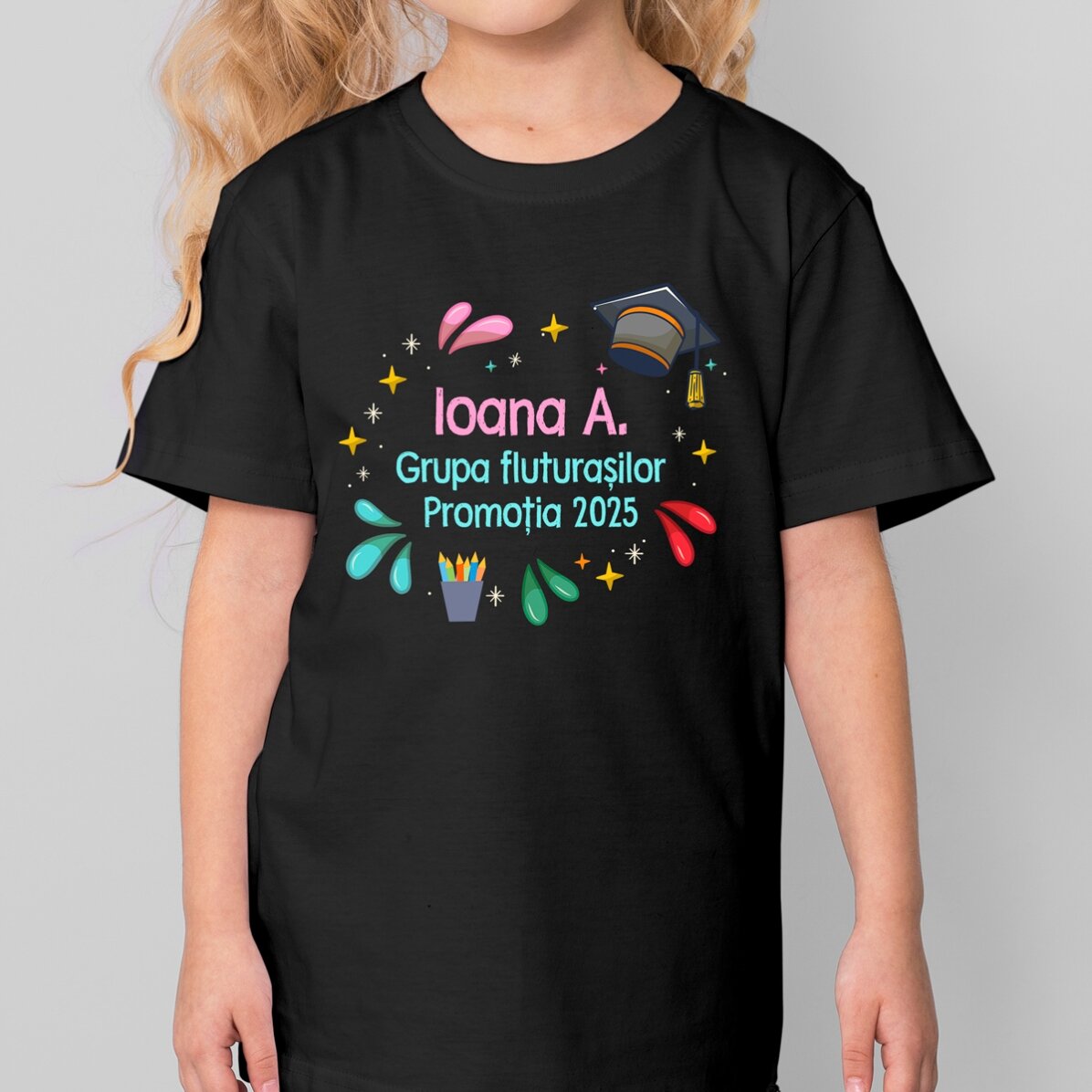 Camiseta de algodón para niños personalizada con texto - Colores