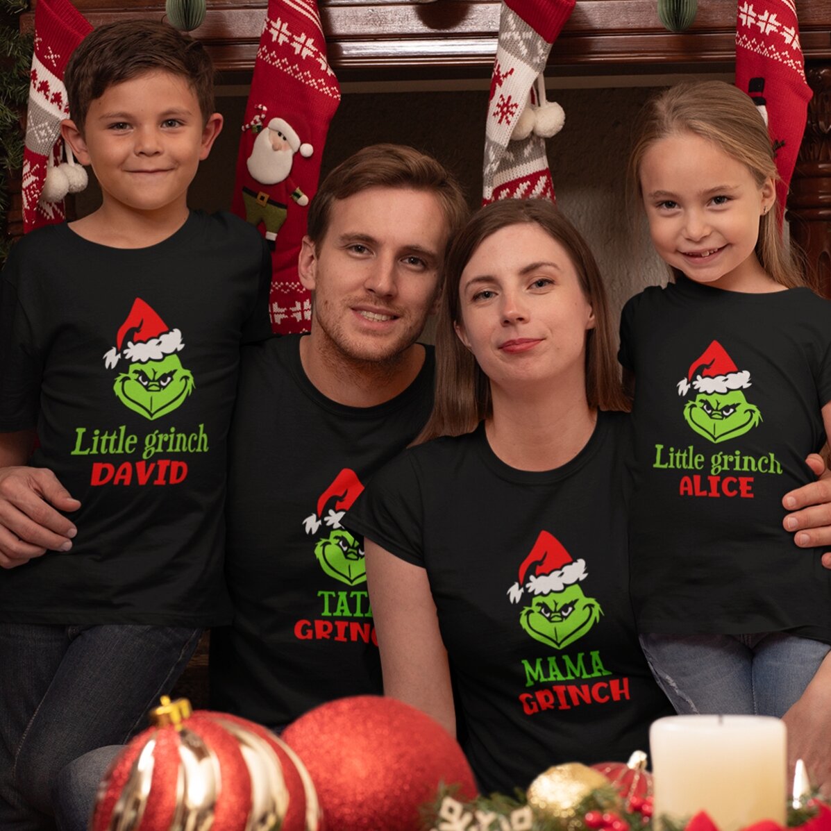 Camiseta de algodón para niños personalizada con texto - Grinch