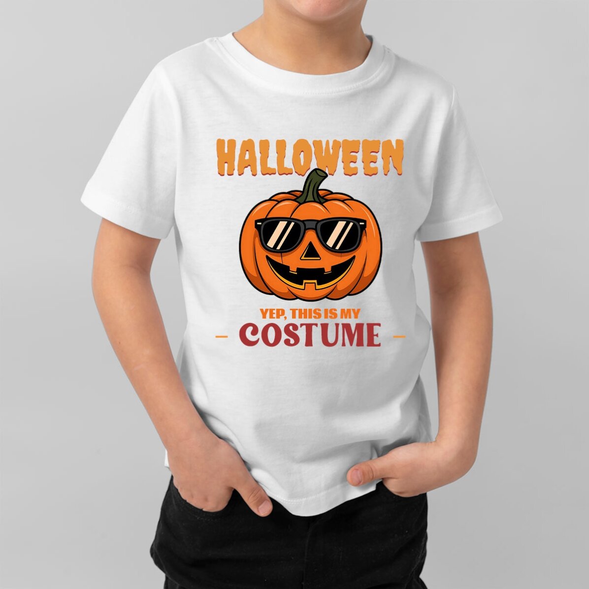 Camiseta de algodón para niños personalizada con texto: «This is my costume»
