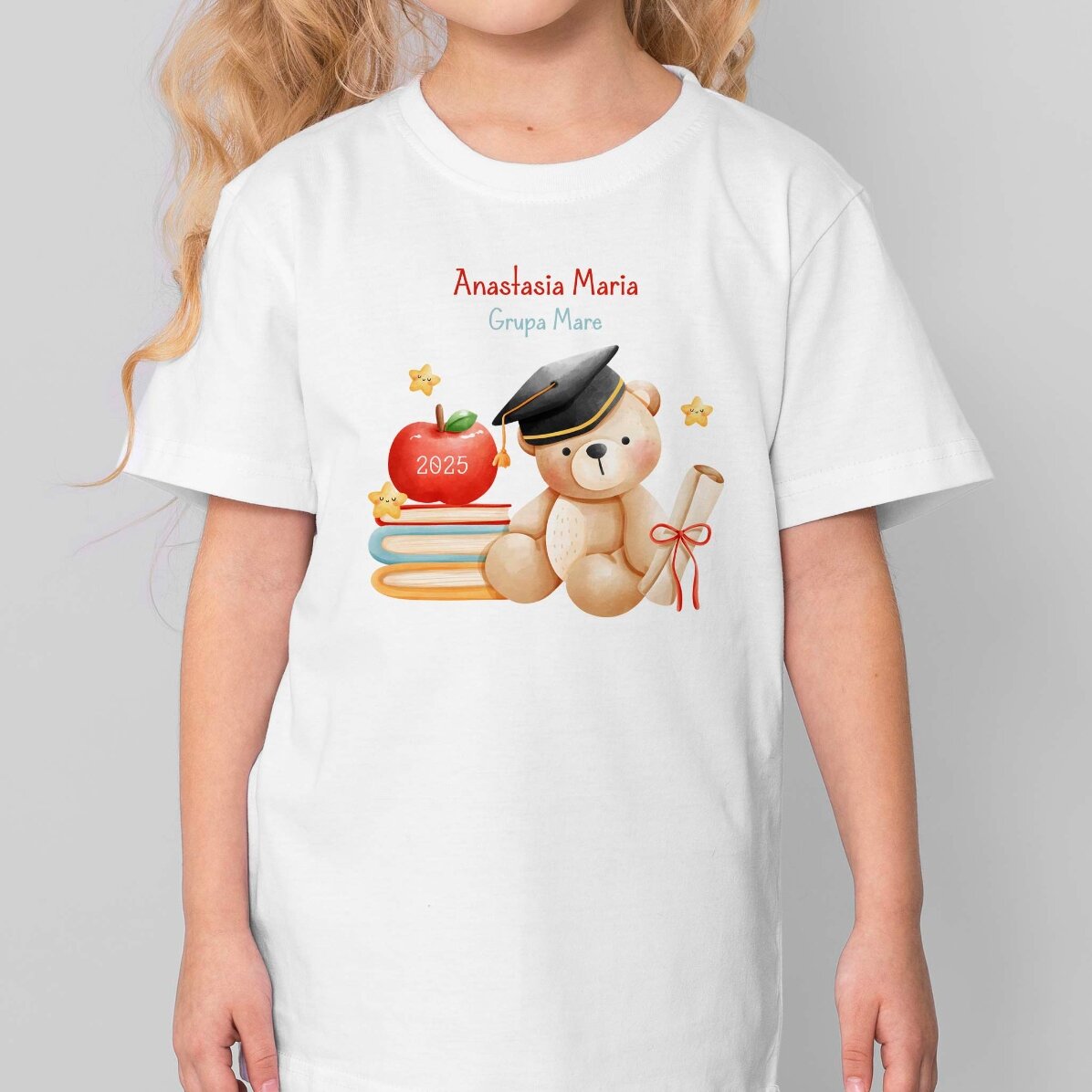 Camiseta de algodón para niños personalizada con texto - Osito graduado