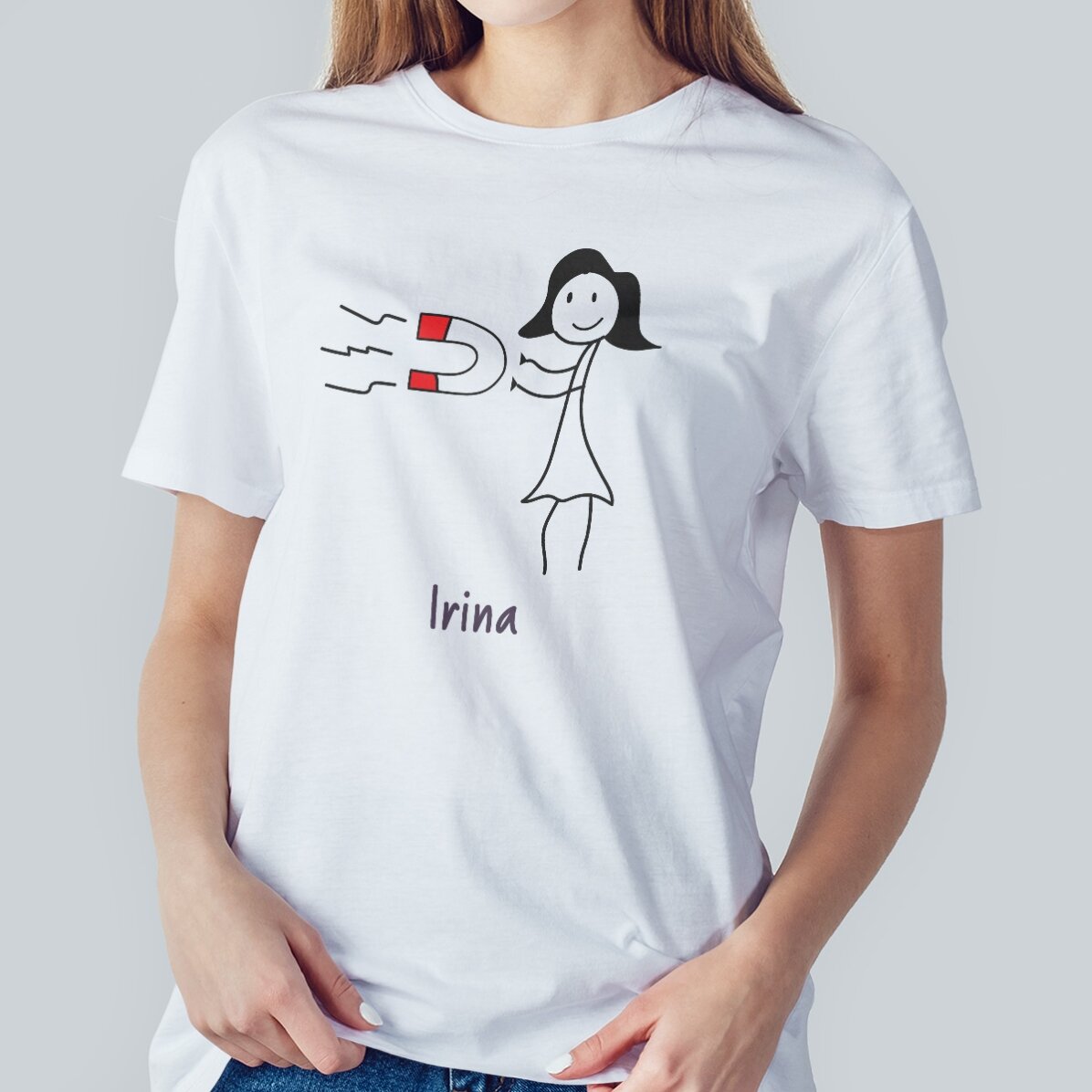 Camiseta de algodón para mujer personalizada con texto - Magnet