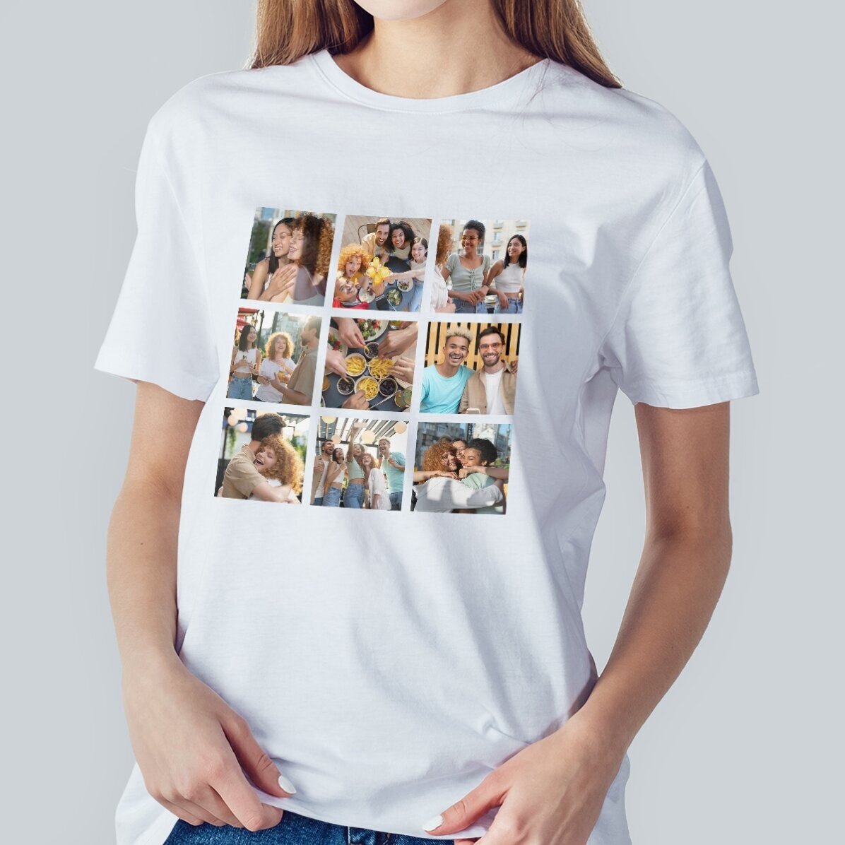 Camiseta de algodón personalizada con 9 fotos
