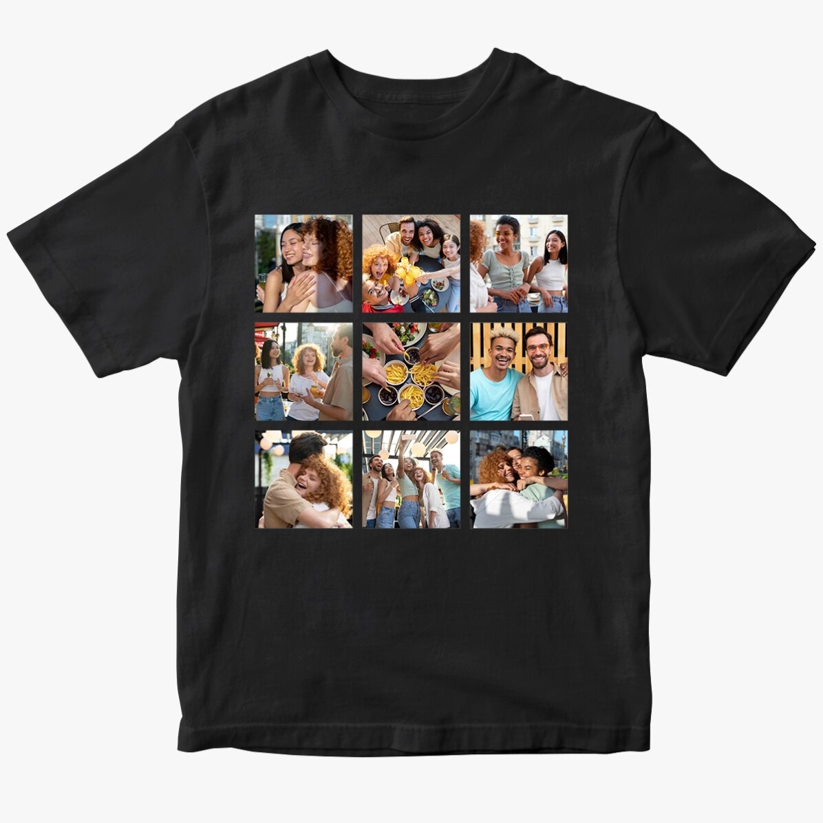 Camiseta de algodón personalizada con 9 fotos