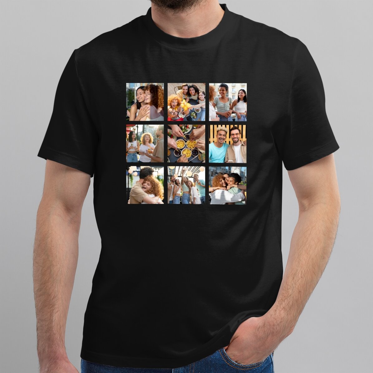 Camiseta de algodón personalizada con 9 fotos