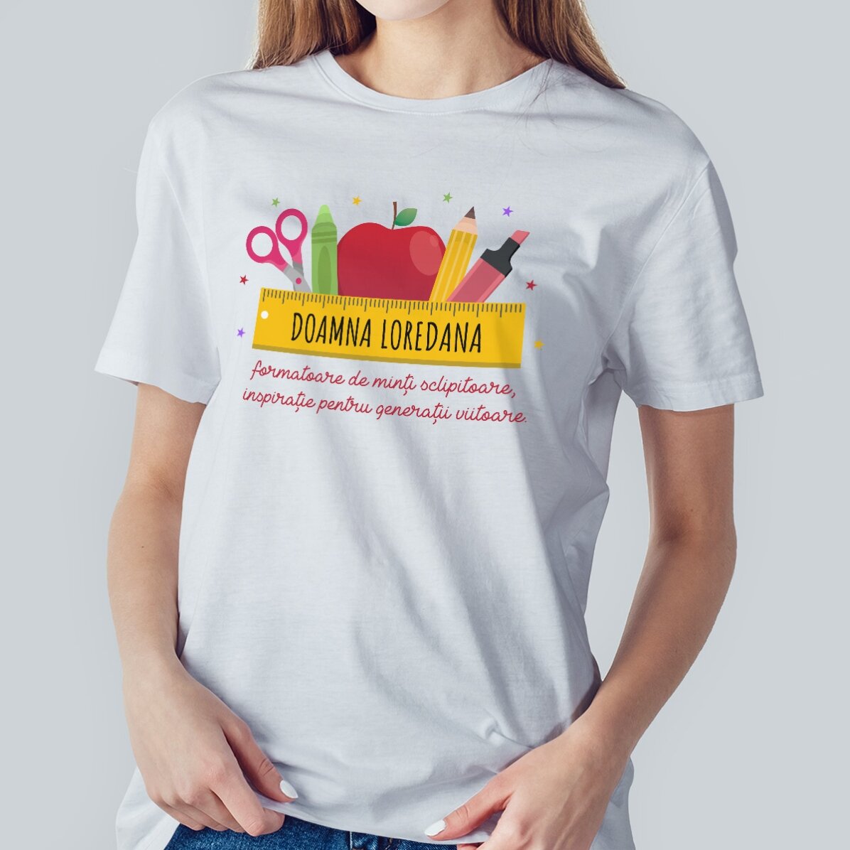 Camiseta de algodón personalizada con el nombre para profesores - Material escolar