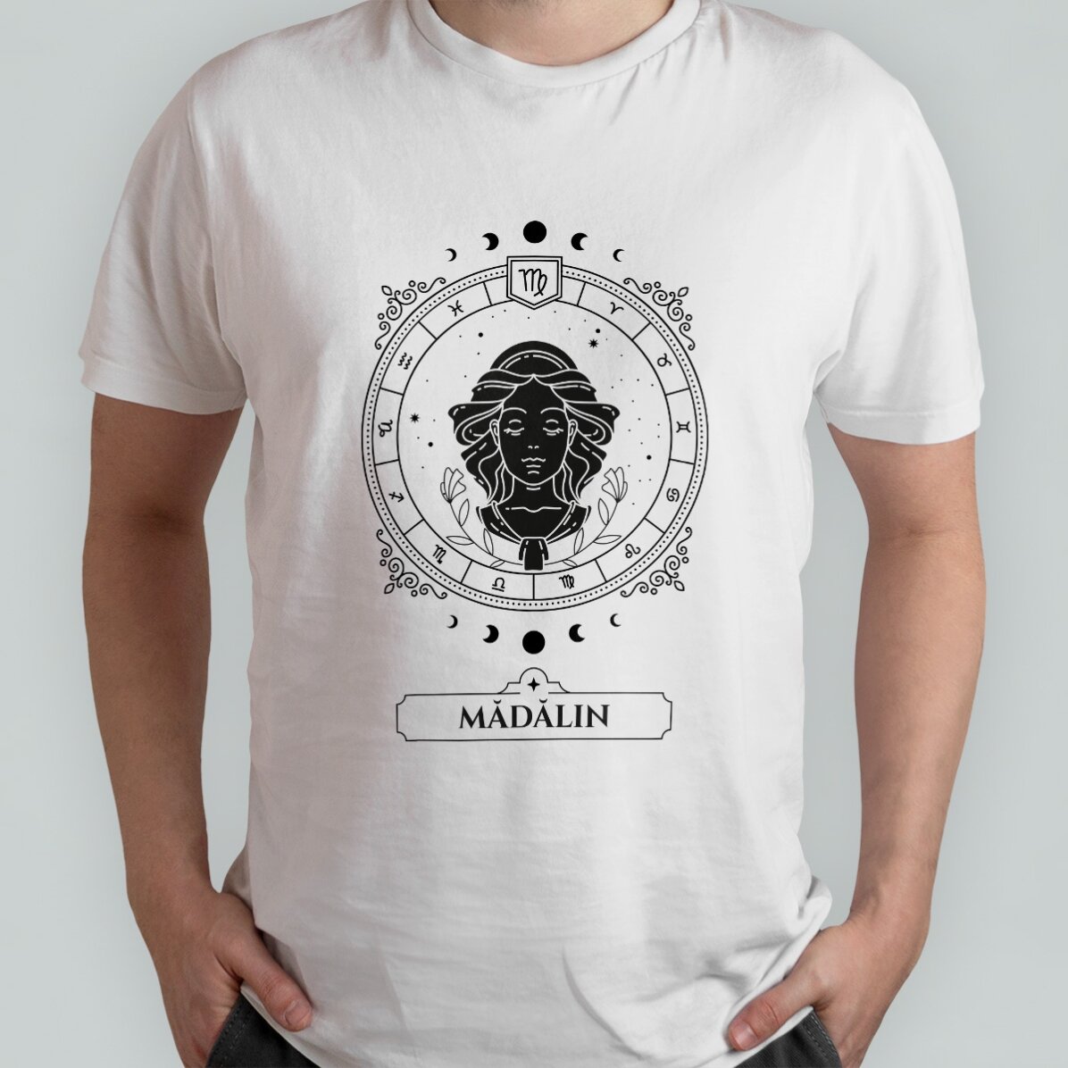 Camiseta de algodón personalizada con nombre y signo del zodiaco: Virgo