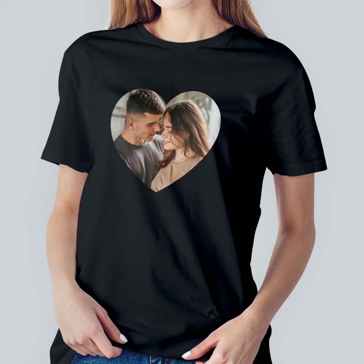 Camiseta de algodón personalizada con una foto: «Corazón»