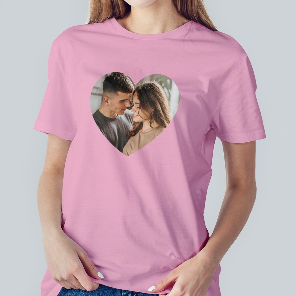 Camiseta de algodón personalizada con una foto: «Corazón»