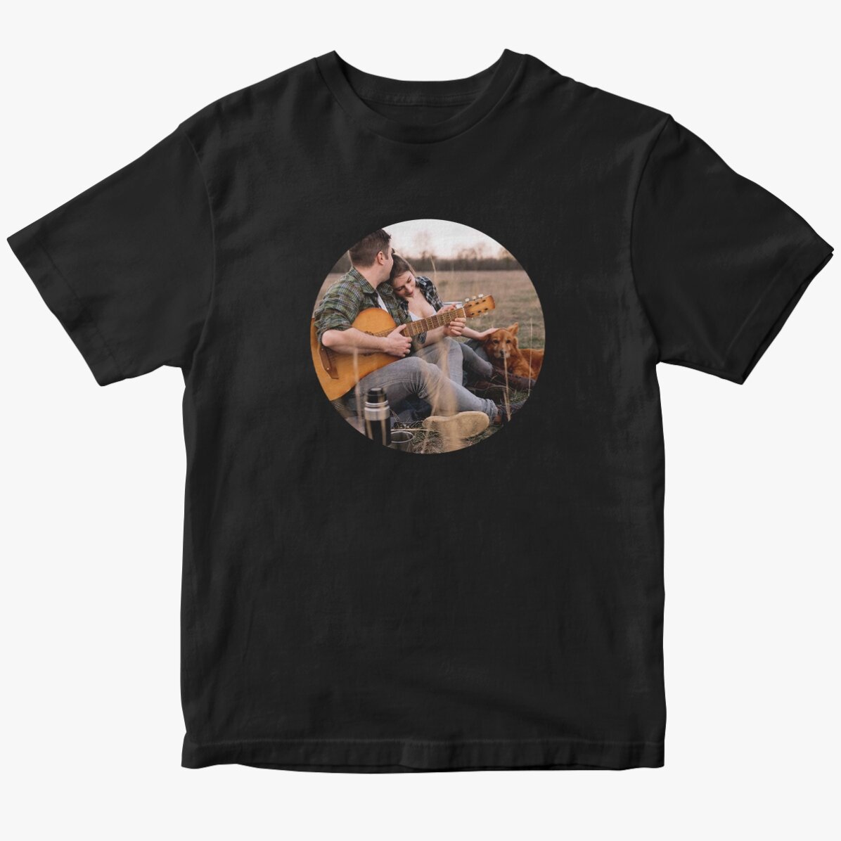 Camiseta de algodón personalizada con una fotografía redonda