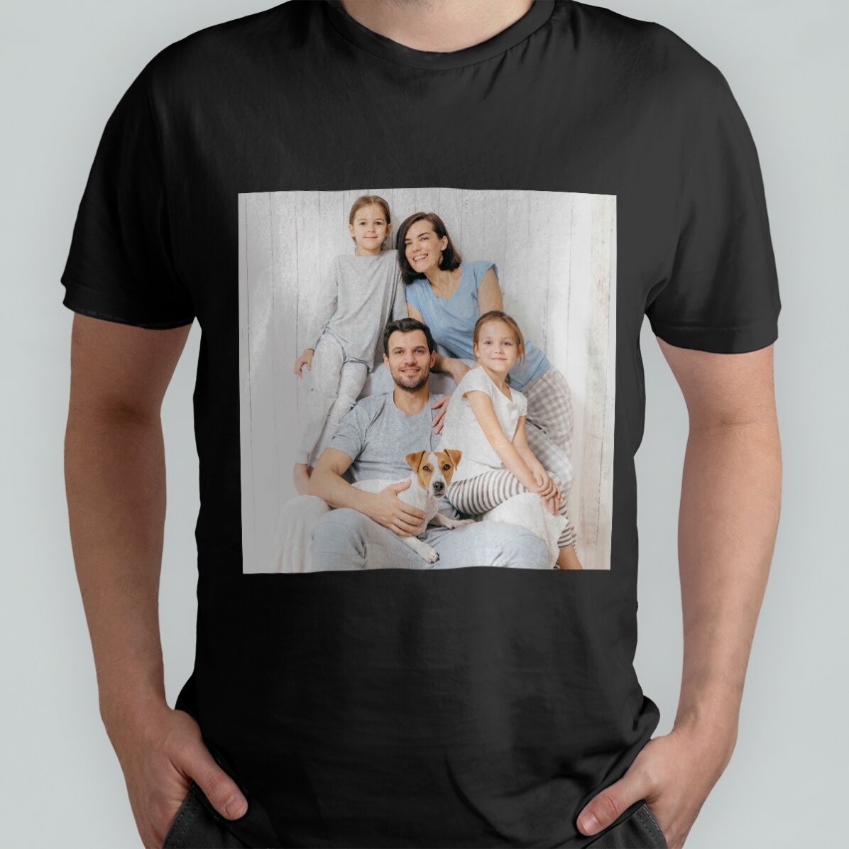 Camiseta de algodón personalizada con una foto cuadrada