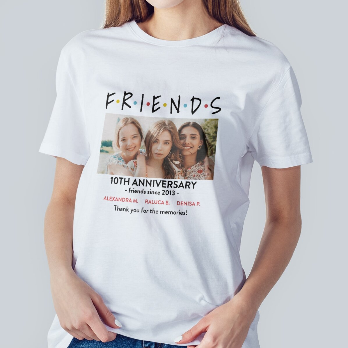 Camiseta de algodón personalizada con una foto y un mensaje - FRIENDS