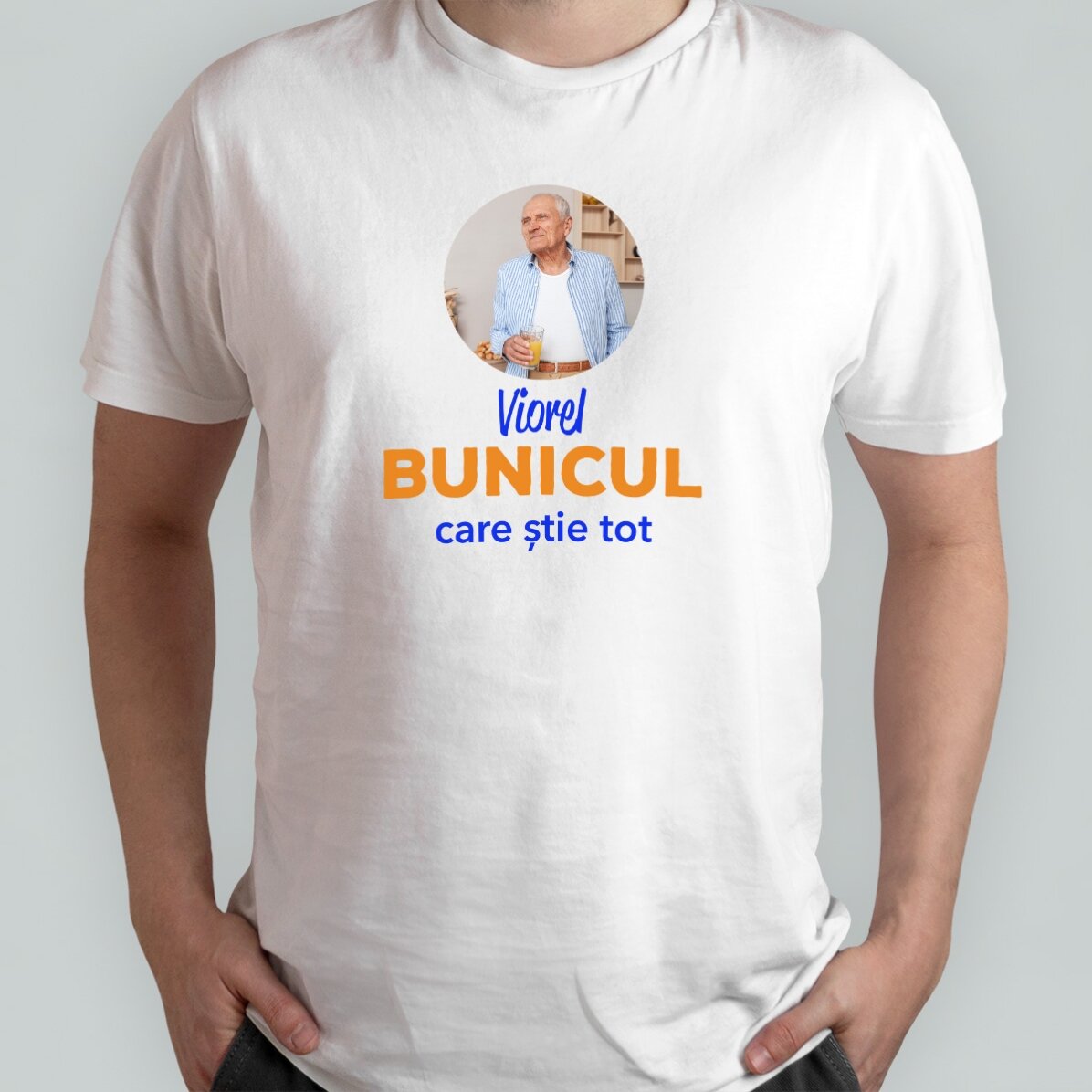 Camiseta de algodón personalizada con foto y texto - Abuelo