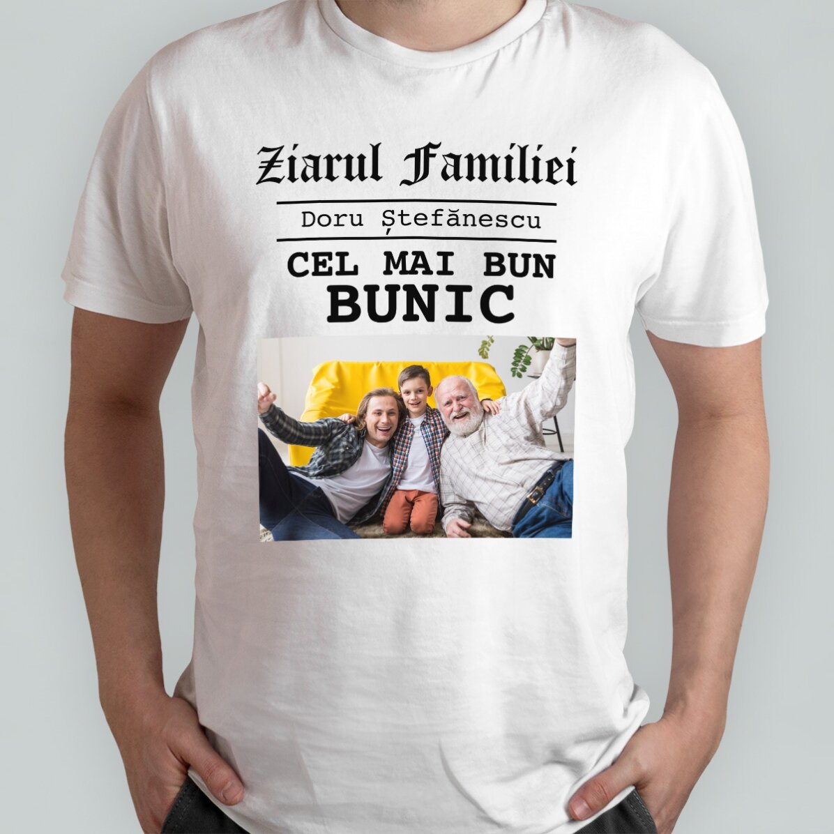 Camiseta de algodón personalizada con foto y texto: «Los mejores abuelos»