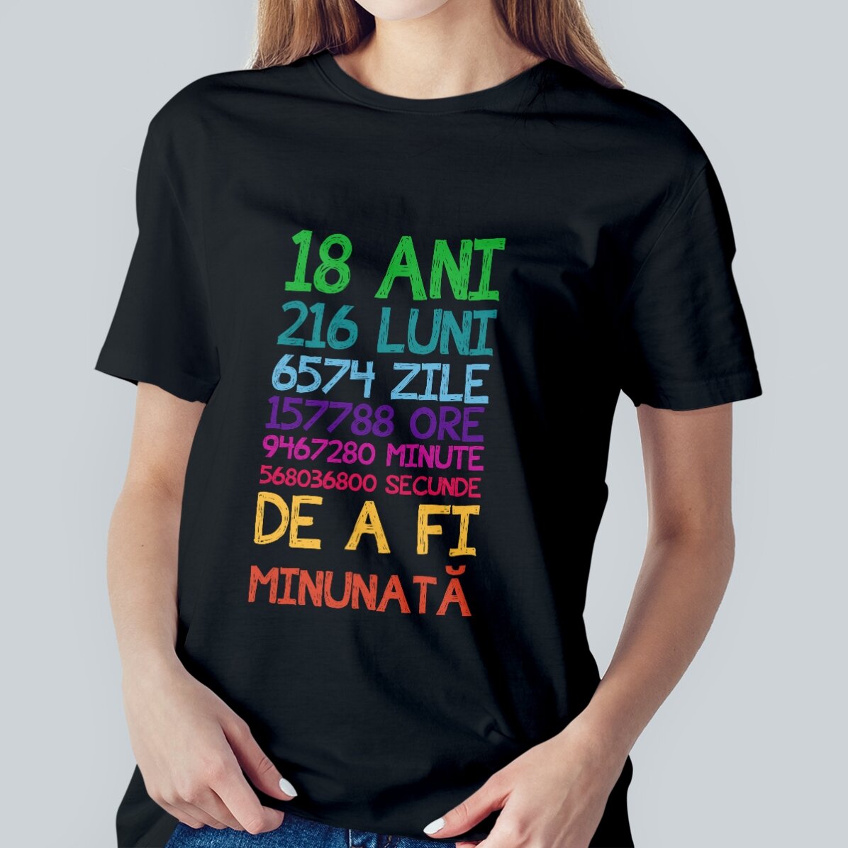 Camiseta de algodón personalizada con texto: «18 años»