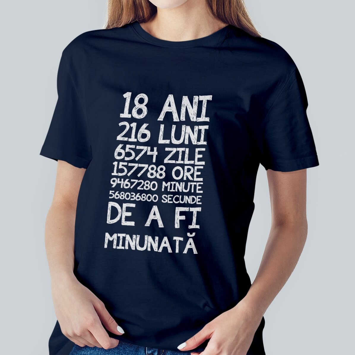 Camiseta de algodón personalizada con texto: «18 años»