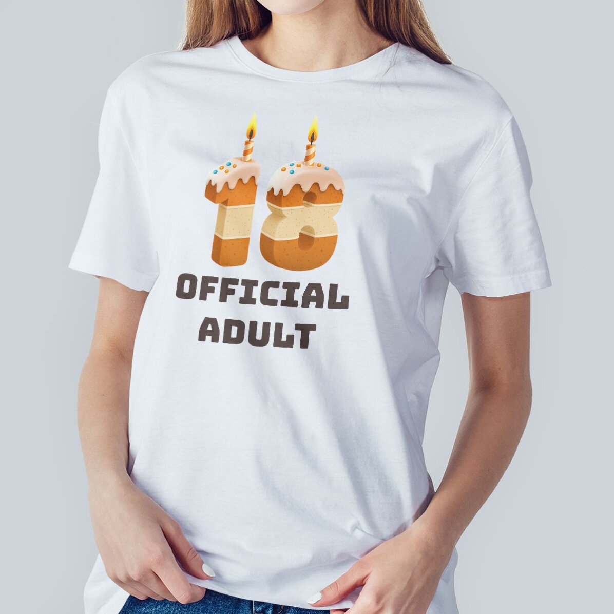 Camiseta de algodón personalizada con texto - 18 Cake