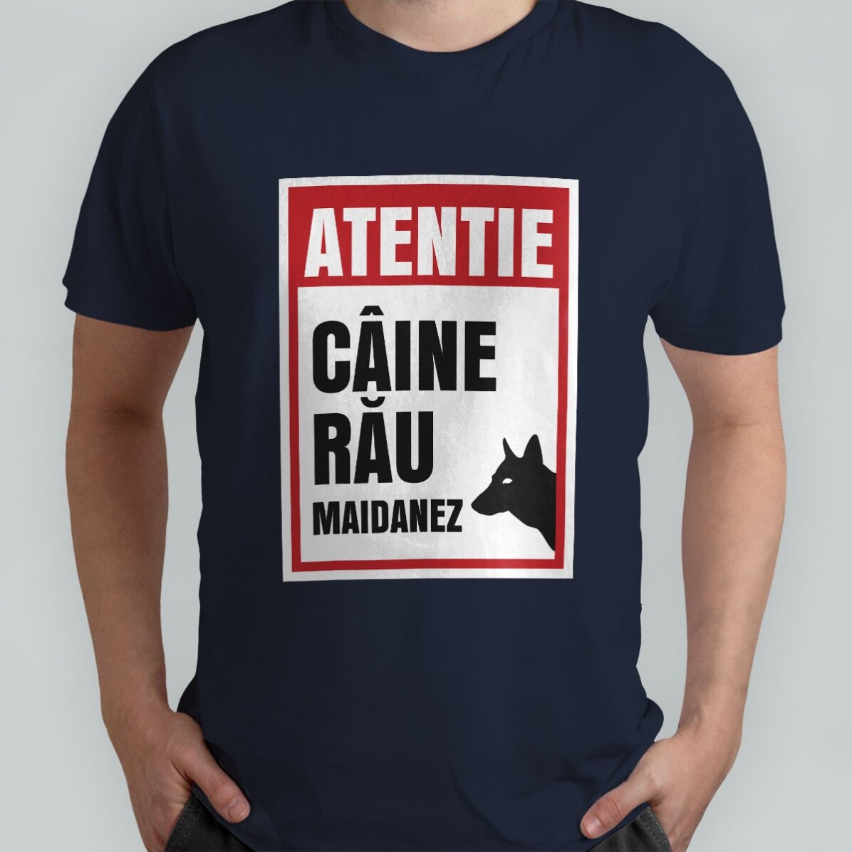 Camiseta de algodón personalizada con texto: «¡Cuidado, perro malo!»